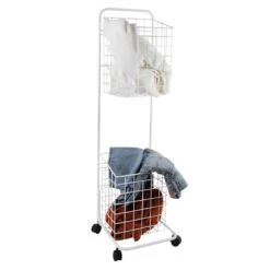 Ty Pennington White Double Hamper Cart -Furniture Store ty pennington white double hamper cart 2