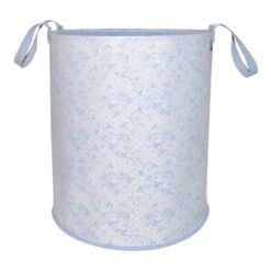 Vintage Round Canvas Laundry Hamper, Blue