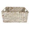White & Natural Cattail Storage Basket, Small