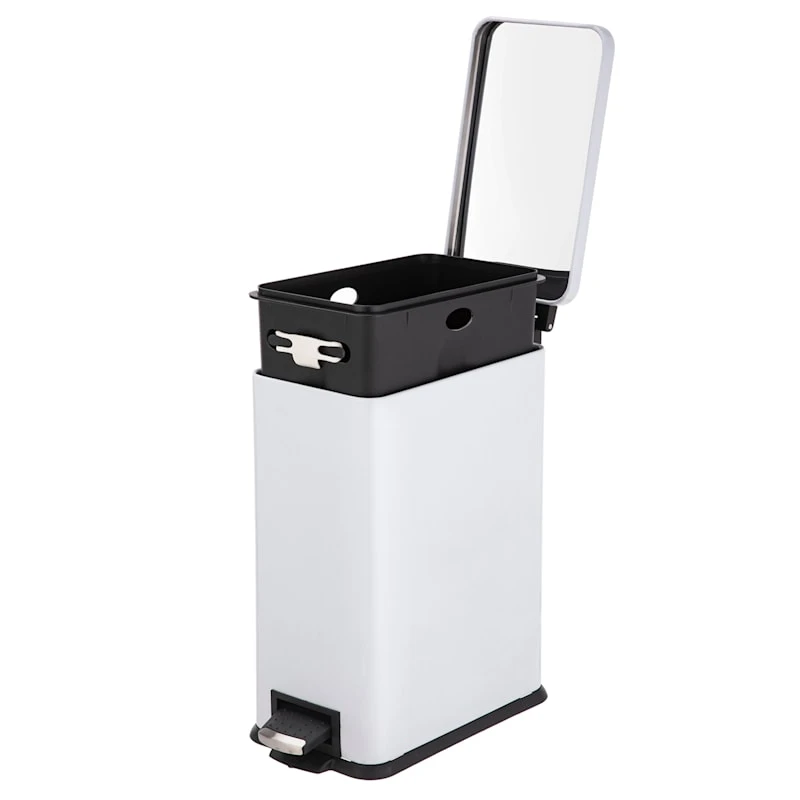 White Rectangle Pedal Bin, 9.7l 2 White Rectangle Pedal Bin, 9.7l - Image 2