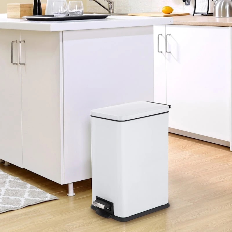 White Rectangle Pedal Bin, 9.7l 7 White Rectangle Pedal Bin, 9.7l - Image 7