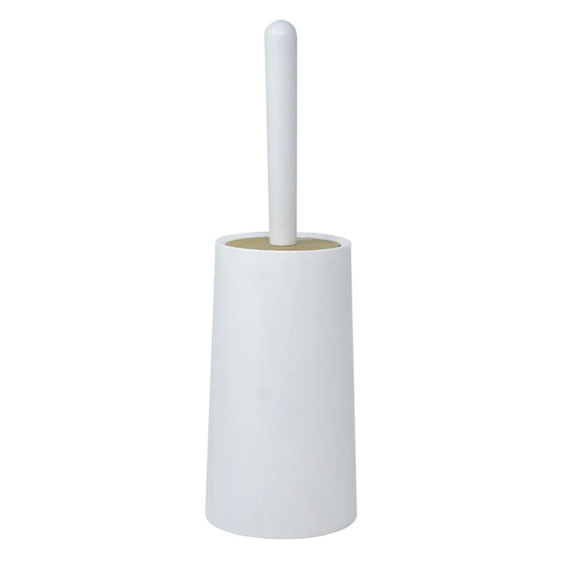 White Toilet Brush With Bamboo Lid 1 White Toilet Brush With Bamboo Lid