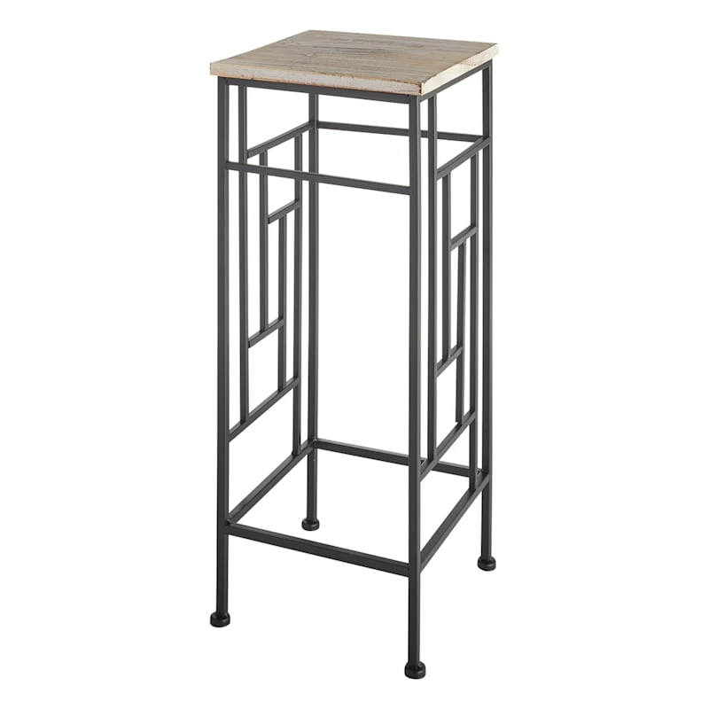 Wood Top Plant Stand With Metal Frame, Medium 1 Wood Top Plant Stand With Metal Frame, Medium